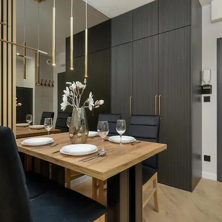 Black And Beige With Balcony And Parking In By Renters Apartment Wroclaw