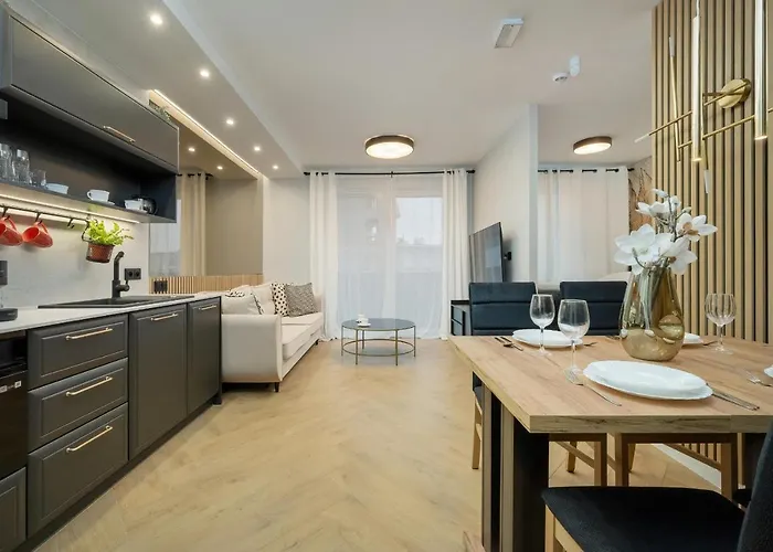 Black And Beige With Balcony And Parking In By Renters Wrocław